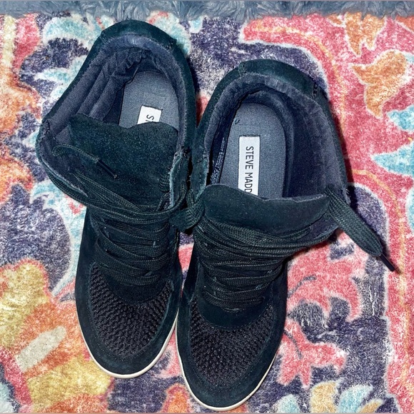 Steve Madden Sneakers Olympa-X High Heel Wedge Shoes
Black Suede Mesh 7.… - Picture 5 of 13